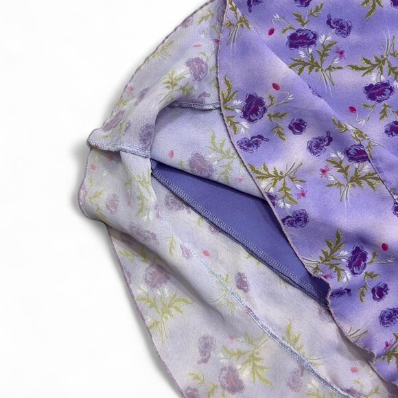 Vintage Purple Floral‎ Cottagecore Y2K Midi Skirt Fairycore Bow Small - Picture 3 of 6
